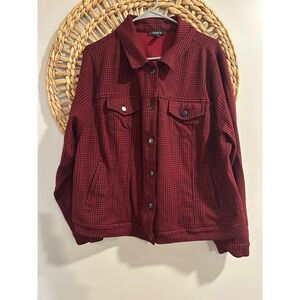Torrid Houndstooth Glen Plaid Trucker Jacket Stretch Knit Womens 3 Plus